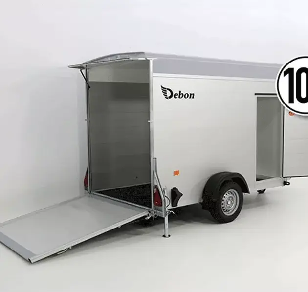 Debon Kofferanhänger Cargo H:190cm 1,3t|Alu, Polybug|Tür|grau