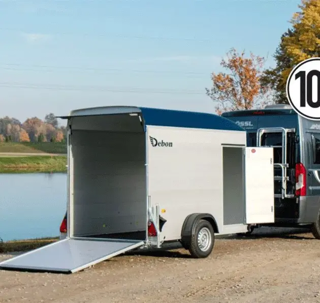Debon Kofferanhänger Cargo  H:190cm 1,3t|Alu, Polybug|Tür|blau