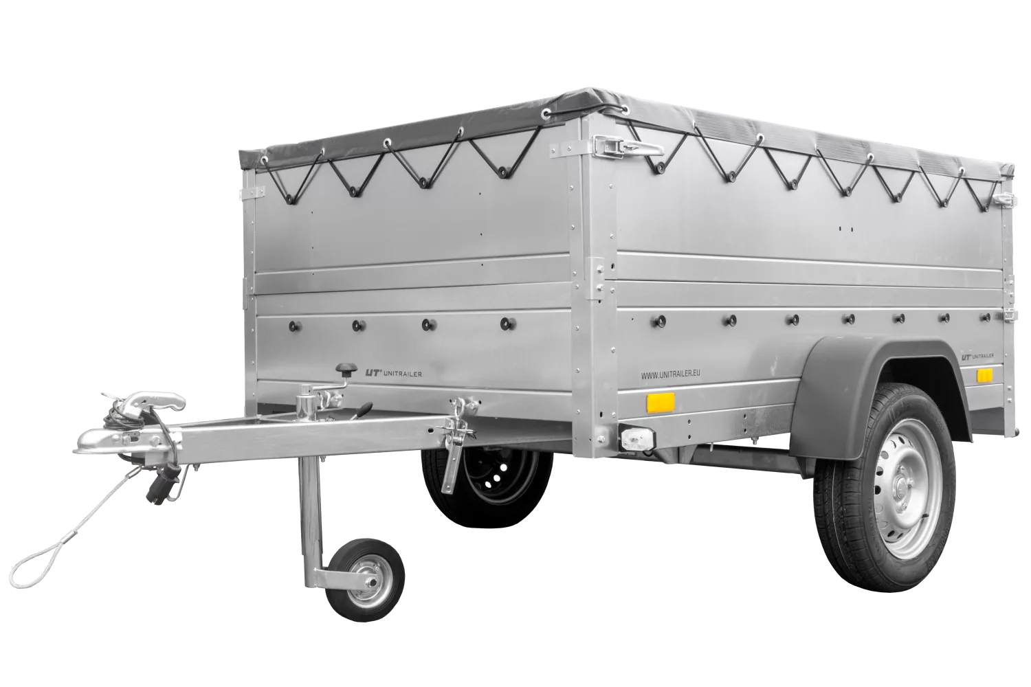 Anhänger kippbar GARDEN TRAILER 201 KIPP mit zusätzlichen Bordwänden, Stützrad und Flachplane – Bild 4