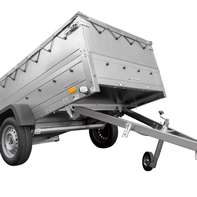 Faltbarer Anhänger GARDEN TRAILER 230 KIPP mit zusätzlichen Bordwänden, Stützrad und Flachplane