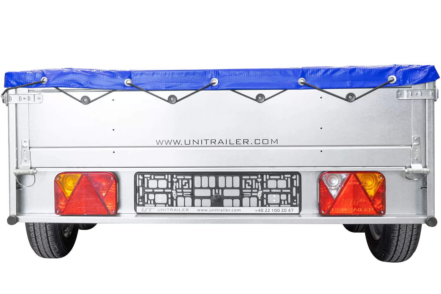 GARDEN TRAILER 264/2 KIPP MIT STÜTZRAD, PLANENTRÄGER UND BLAUER FLACHPLANE – Bild 7