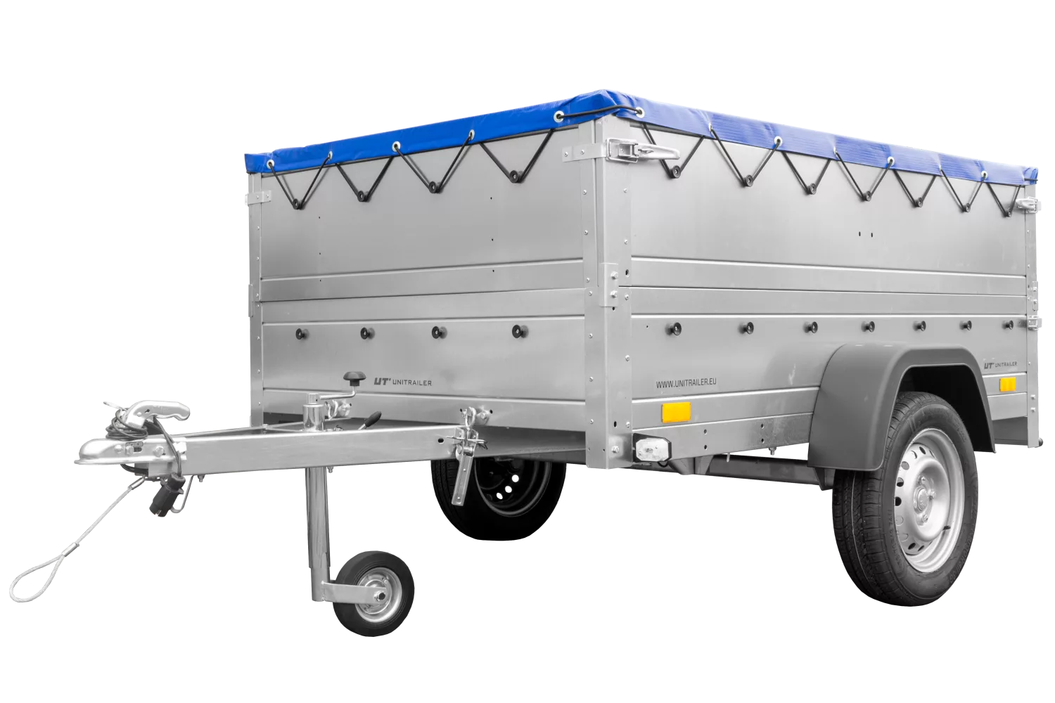 Kfz Anhänger 750 kg GARDEN TRAILER 201 KIPP mit zusätzlichen Bordwänden, Stützrad und blauer Flachplane – Bild 4