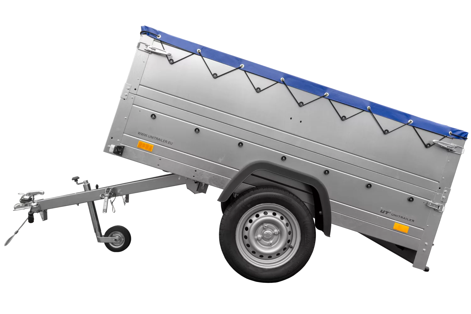 Kfz Anhänger 750 kg GARDEN TRAILER 201 KIPP mit zusätzlichen Bordwänden, Stützrad und blauer Flachplane – Bild 5