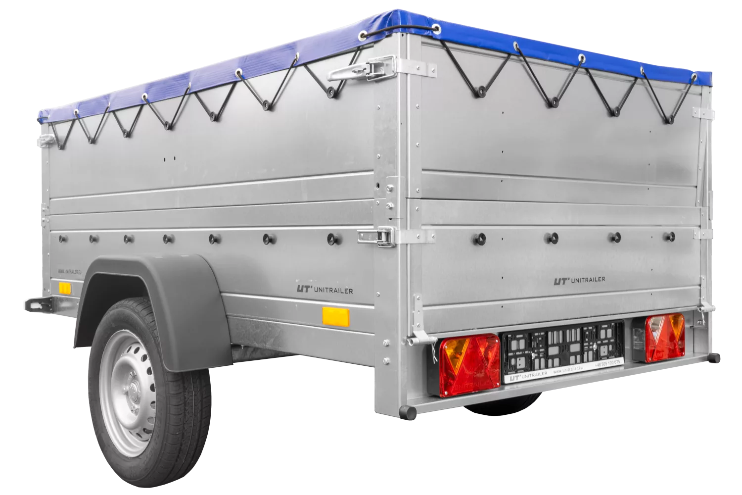Kfz Anhänger 750 kg GARDEN TRAILER 201 KIPP mit zusätzlichen Bordwänden, Stützrad und blauer Flachplane – Bild 7