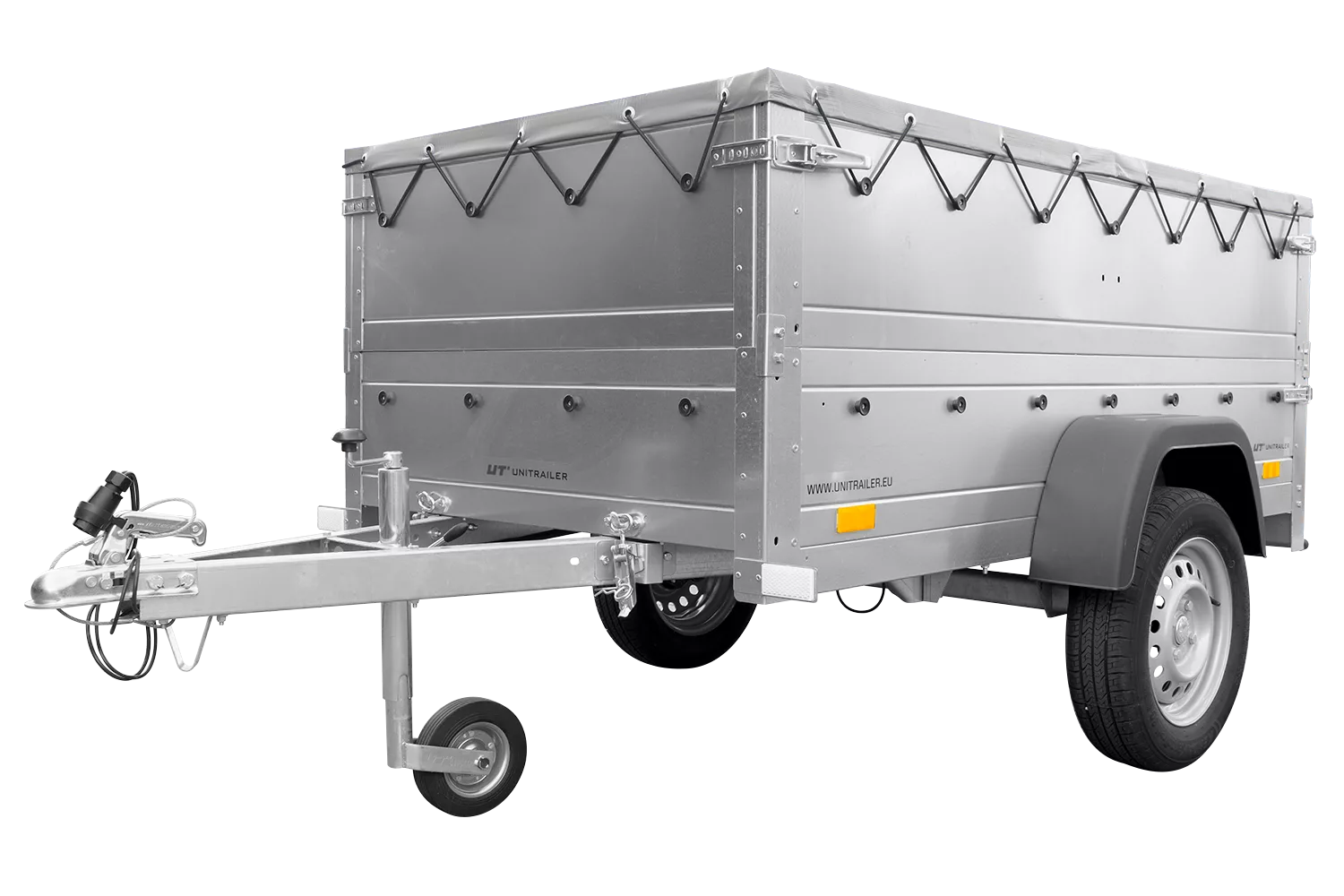 Kippbarer Pkw Anhänger GARDEN TRAILER 200 KIPP mit zusätzlichen Bordwänden, Stützrad und Flachplane – Bild 5