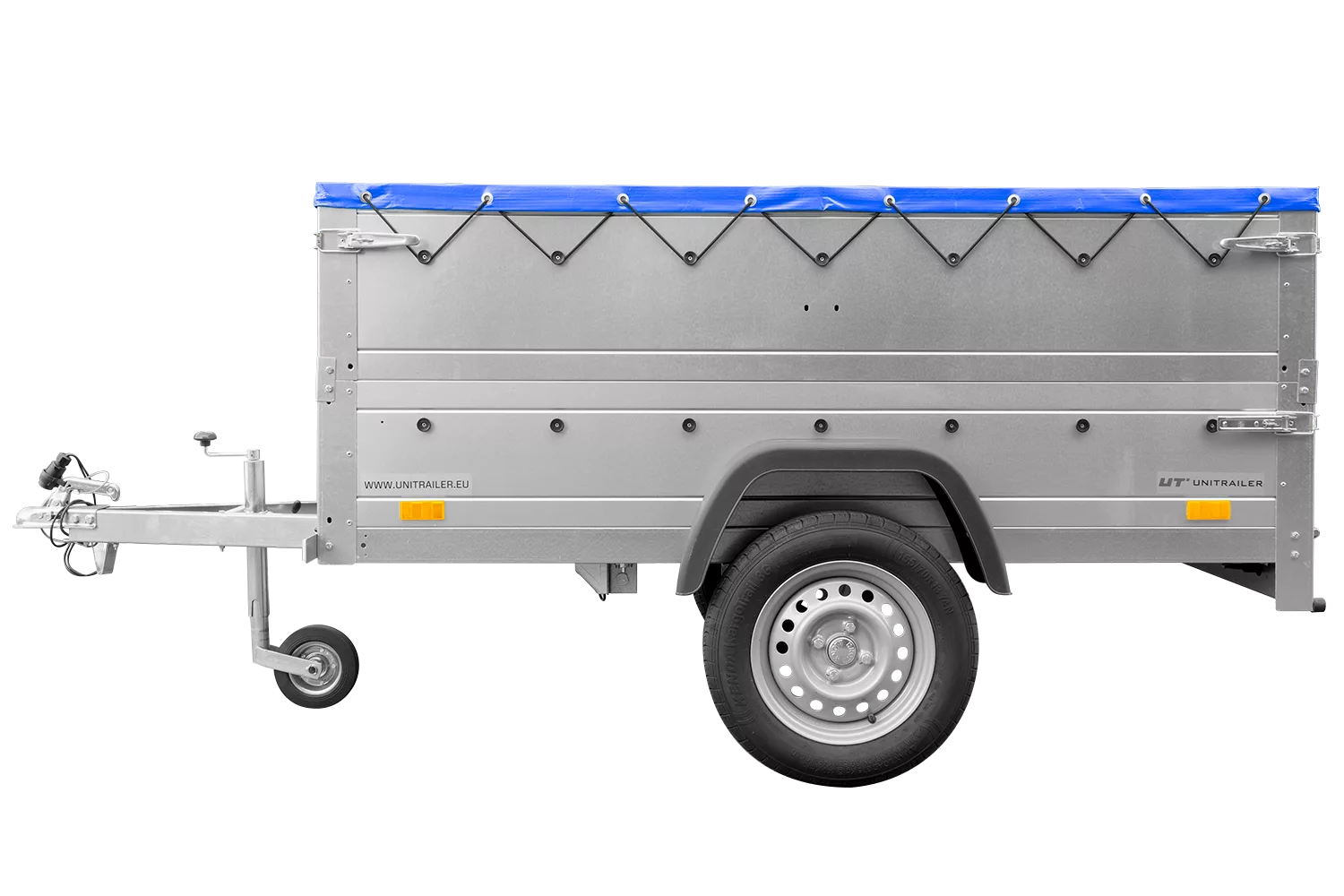 Kippbarer Pkw Anhänger GARDEN TRAILER 200 KIPP mit zusätzlichen Bordwänden, Stützrad und Flachplane