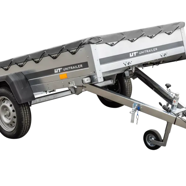 Kipper Pkw Anhänger Garden Trailer 230 KIPP [230 cm x 125 cm] mit Flachplane, Stützrad und Planenträger