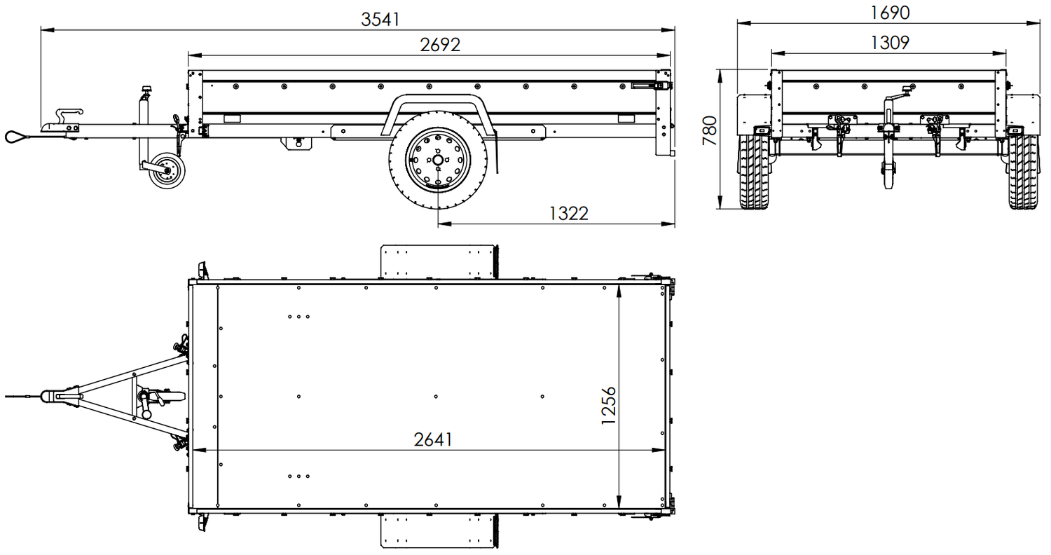 Langer PKW-Anhänger GARDEN TRAILER 264 KIPP mit Hochplane, Spriegel und Stützrad – Bild 2