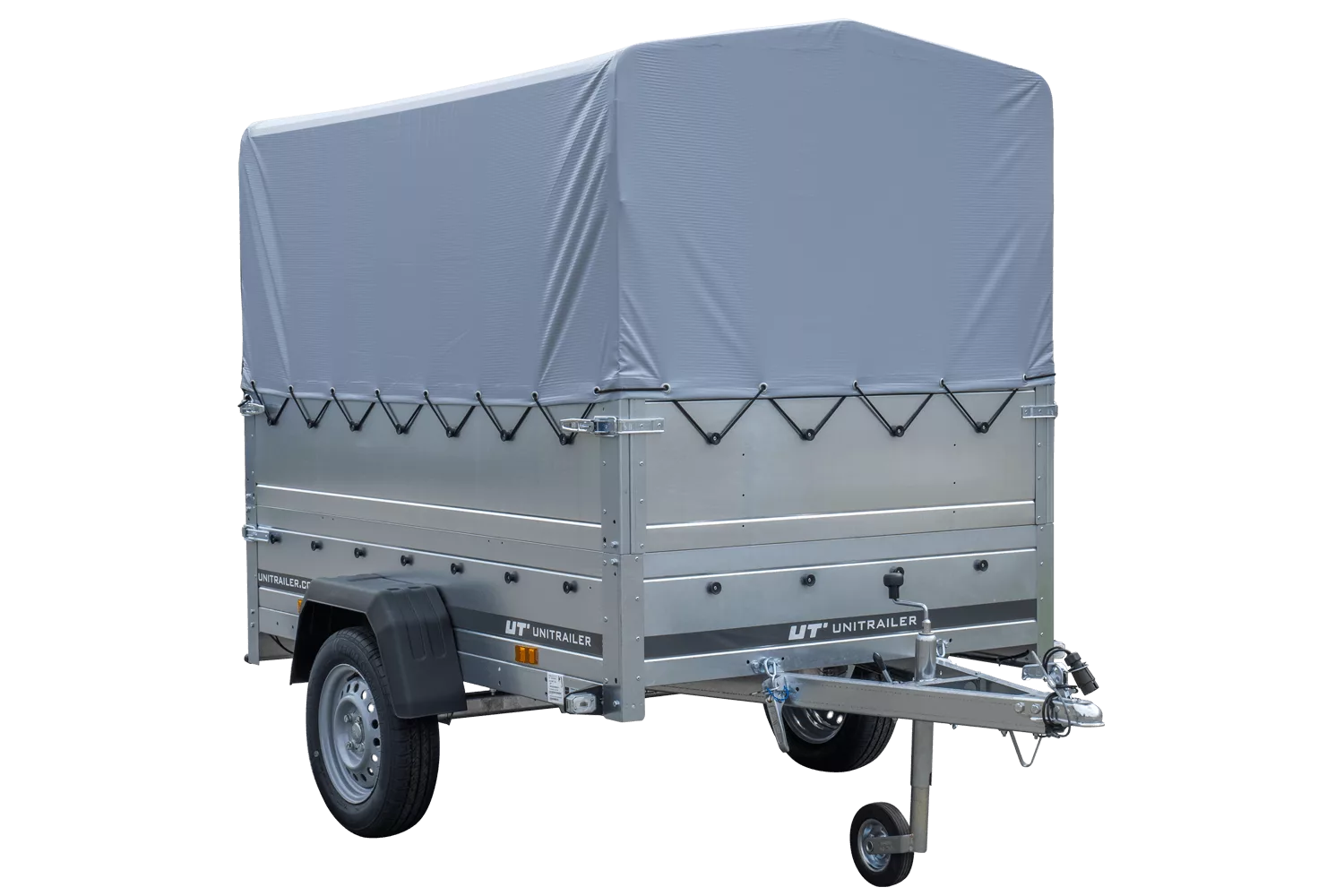 Pkw Anhänger 750 kg ungebremst GARDEN TRAILER 201 KIPP mit zusätzlichen Bordwänden, Stützrad, Hochplane und Hochspriegel – Bild 4