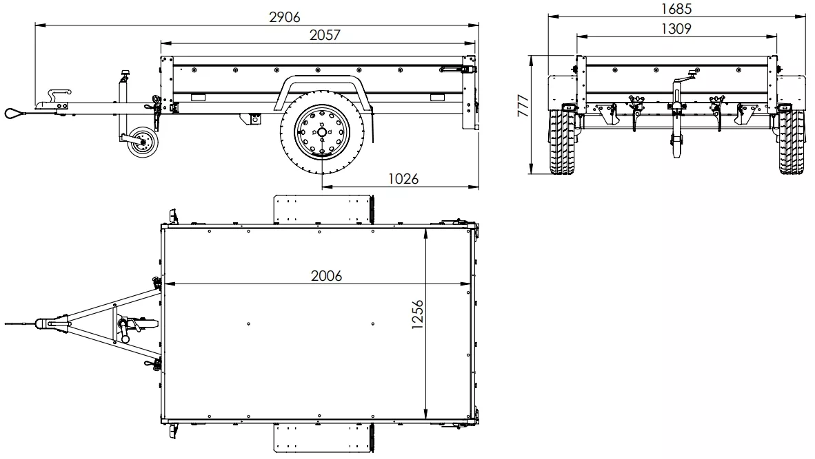 Pkw Anhänger 750 kg ungebremst GARDEN TRAILER 201 KIPP mit zusätzlichen Bordwänden, Stützrad, Hochplane und Hochspriegel – Bild 2