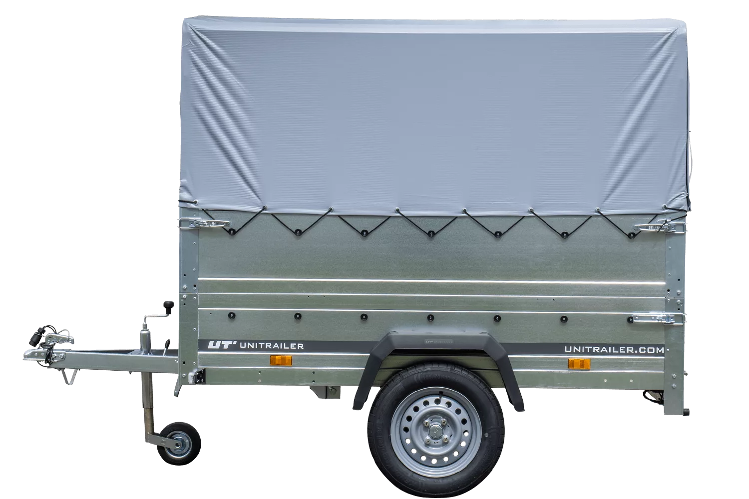 Pkw Anhänger 750 kg ungebremst GARDEN TRAILER 201 KIPP mit zusätzlichen Bordwänden, Stützrad, Hochplane und Hochspriegel – Bild 6