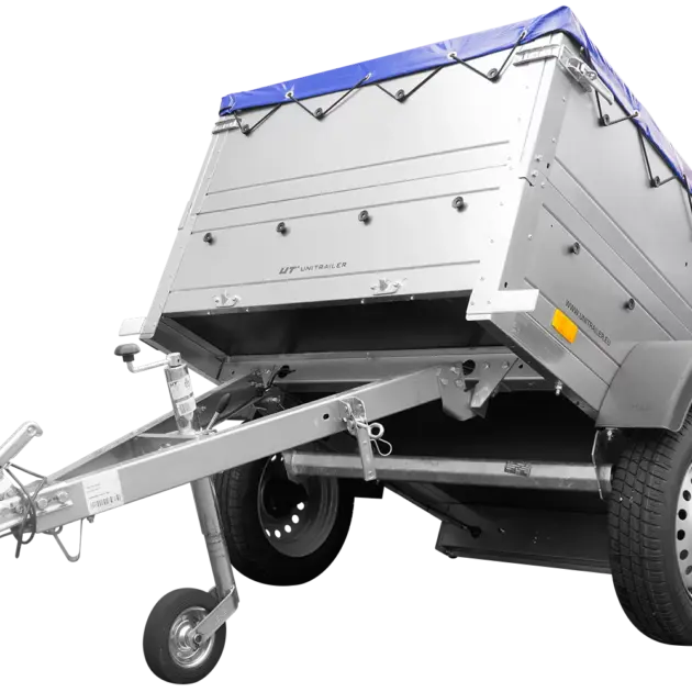 Pkw Anhänger Neu GARDEN TRAILER 150 KIPP mit zusätzlichen Bordwänden, Stützrad und blauer Flachplane