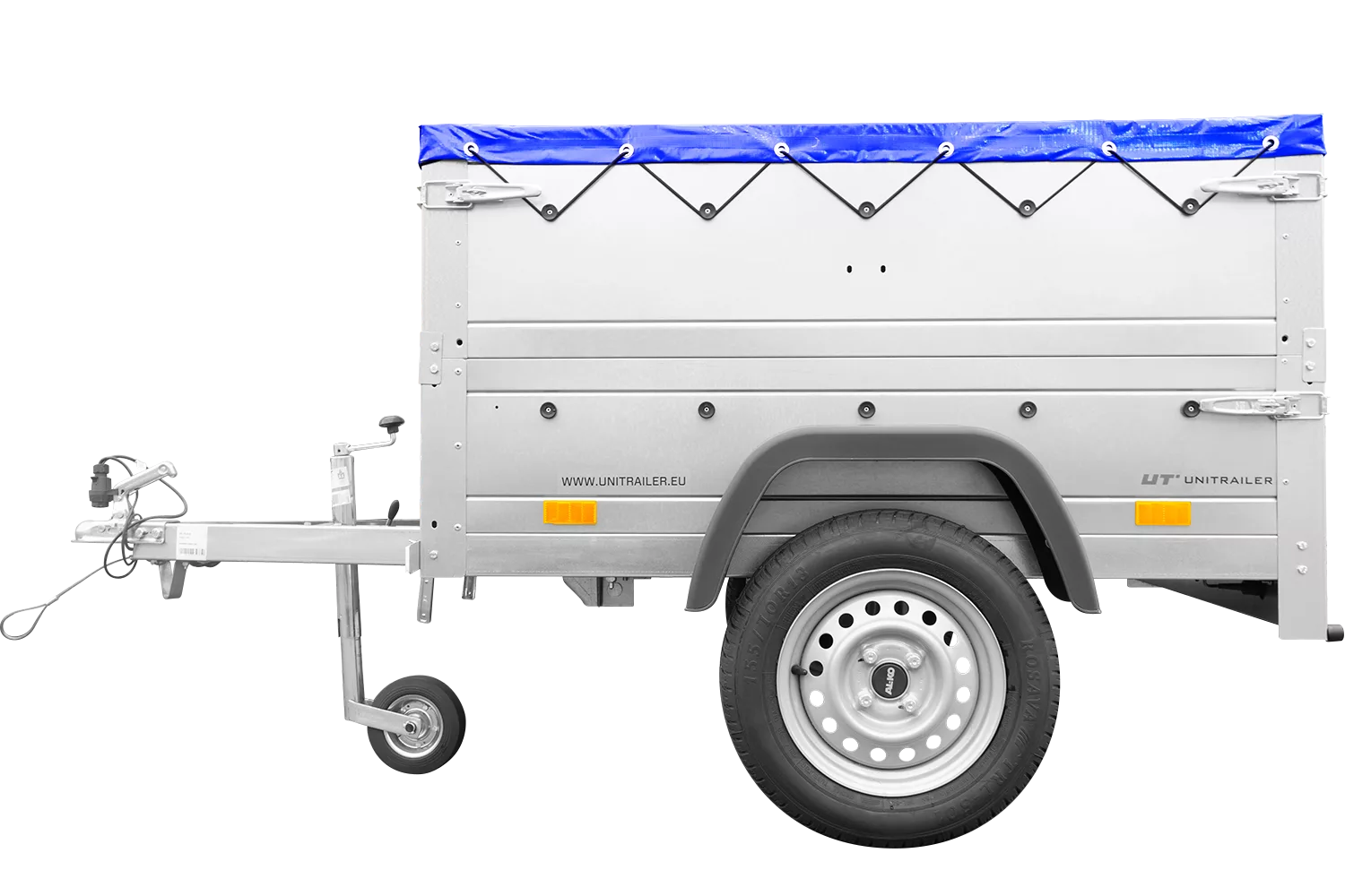 Pkw Anhänger Neu GARDEN TRAILER 150 KIPP mit zusätzlichen Bordwänden, Stützrad und blauer Flachplane – Bild 6