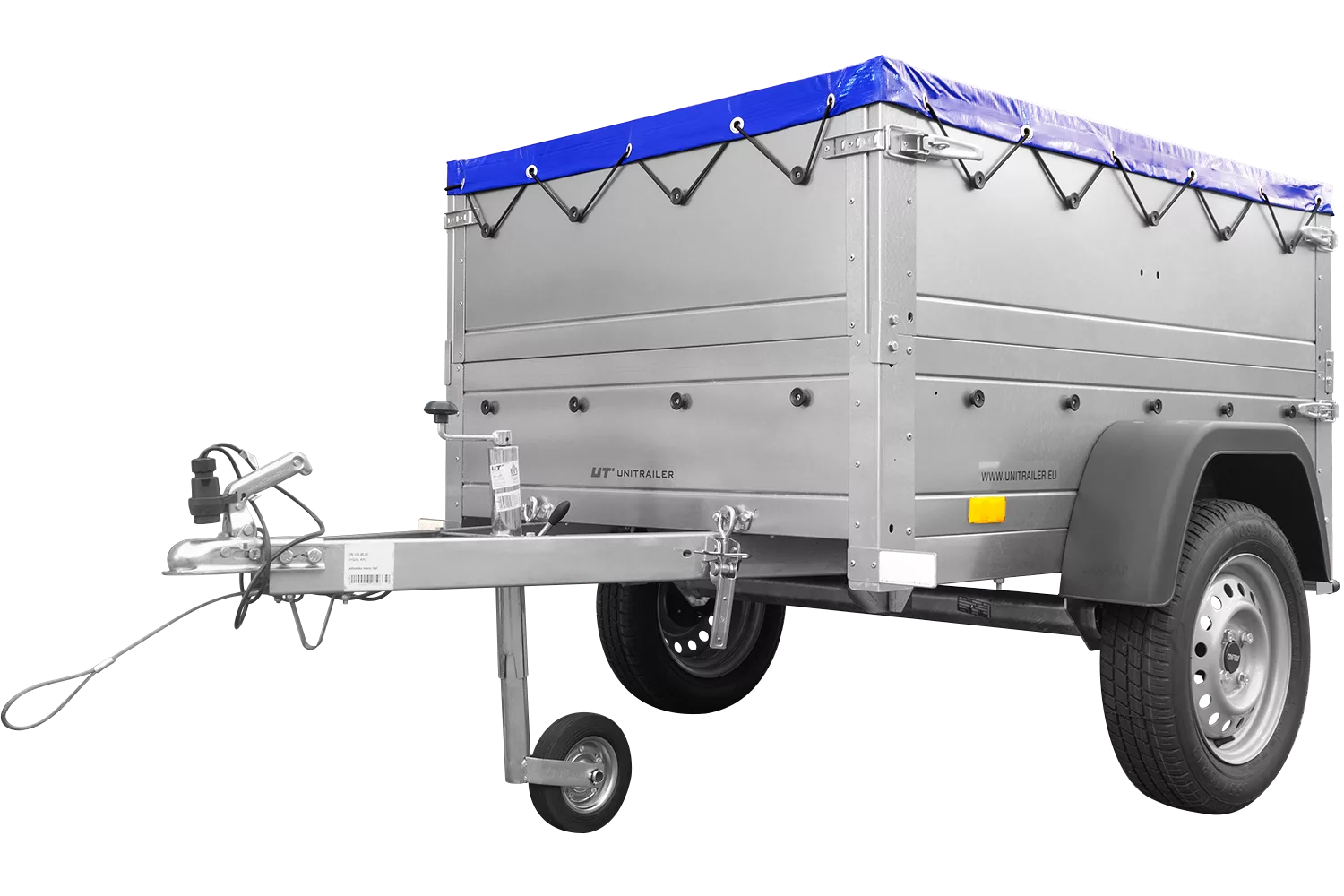 Pkw Anhänger Neu GARDEN TRAILER 150 KIPP mit zusätzlichen Bordwänden, Stützrad und blauer Flachplane – Bild 7
