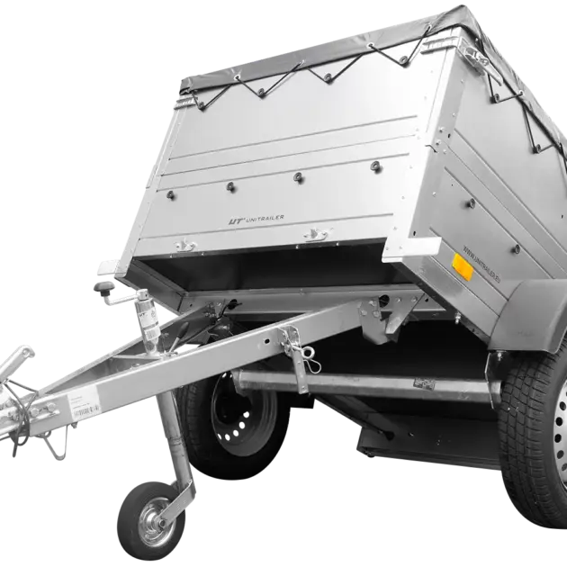Pkw Anhänger Neu GARDEN TRAILER 150 KIPP mit zusätzlichen Bordwänden, Stützrad und grauer Flachplane