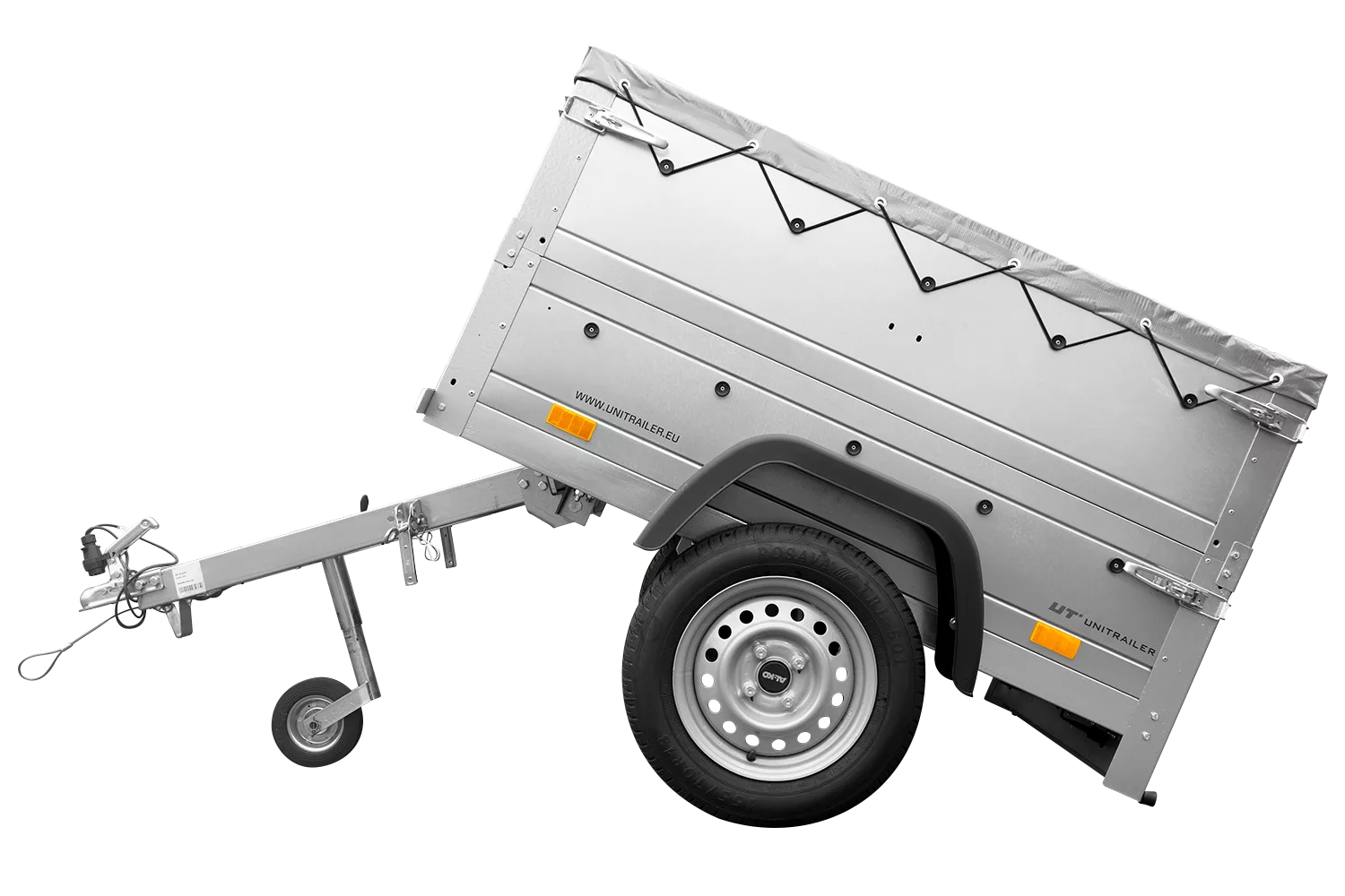 Pkw Anhänger Neu GARDEN TRAILER 150 KIPP mit zusätzlichen Bordwänden, Stützrad und grauer Flachplane – Bild 4