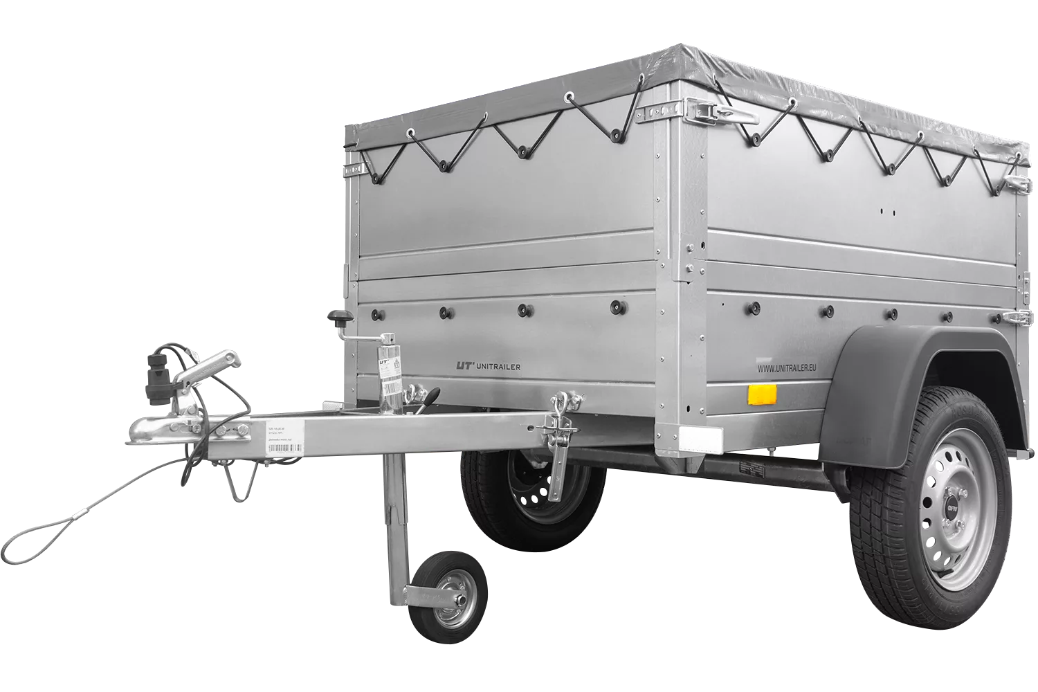 Pkw Anhänger Neu GARDEN TRAILER 150 KIPP mit zusätzlichen Bordwänden, Stützrad und grauer Flachplane – Bild 3