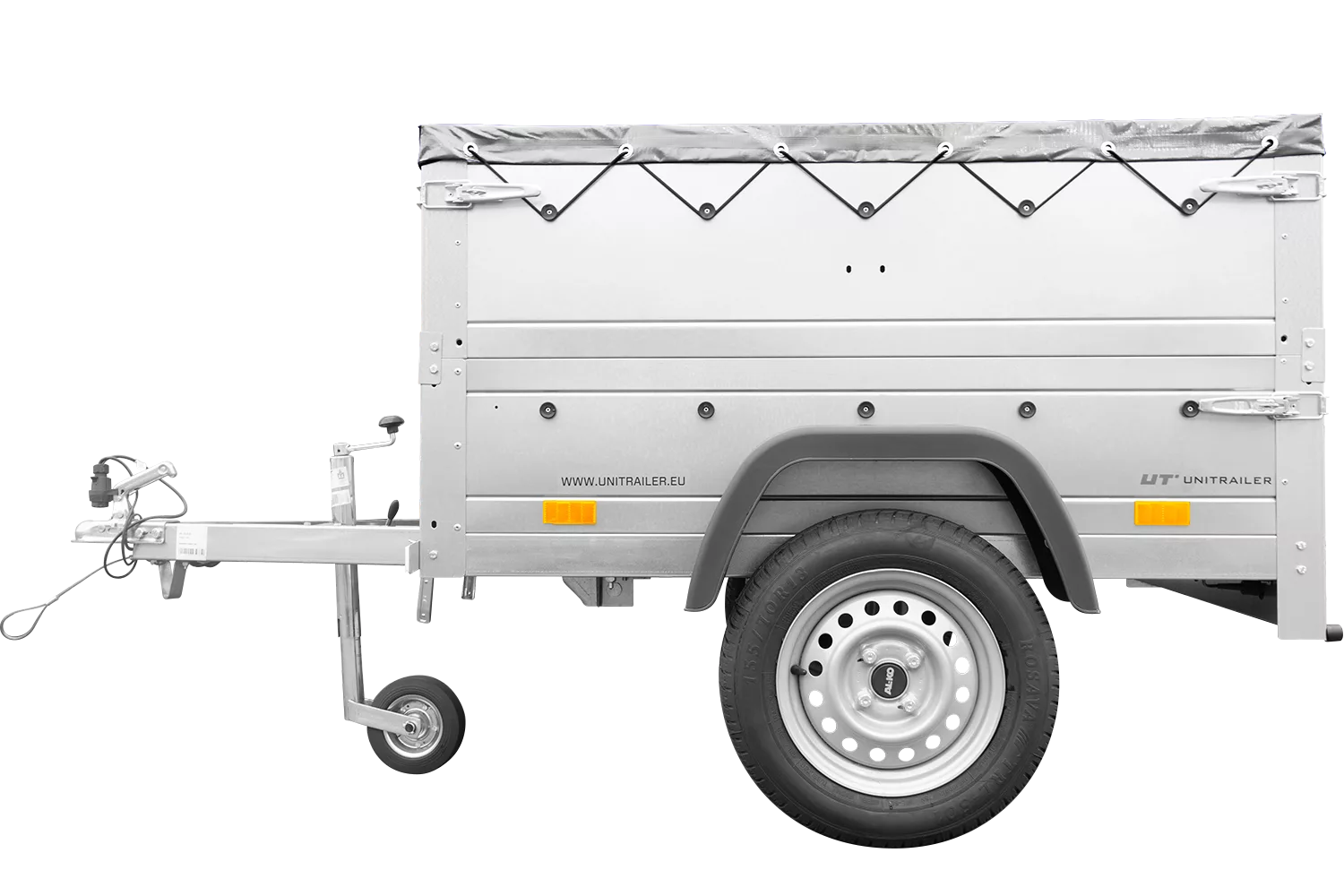 Pkw Anhänger Neu GARDEN TRAILER 150 KIPP mit zusätzlichen Bordwänden, Stützrad und grauer Flachplane – Bild 5