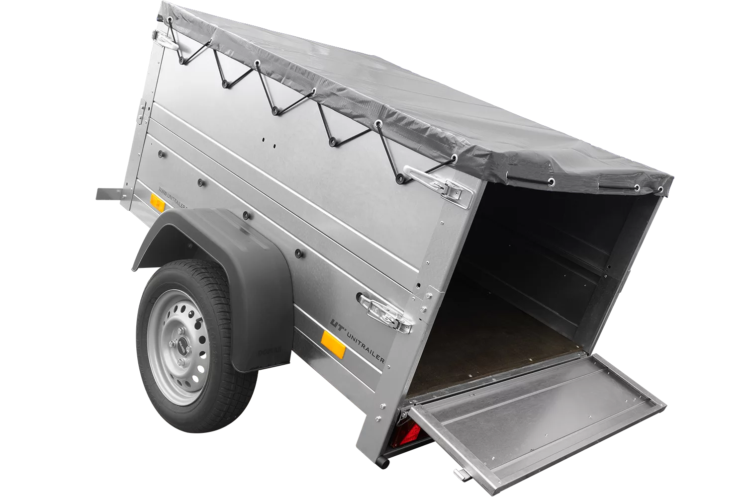 Pkw Anhänger Neu GARDEN TRAILER 150 KIPP mit zusätzlichen Bordwänden, Stützrad und grauer Flachplane – Bild 6